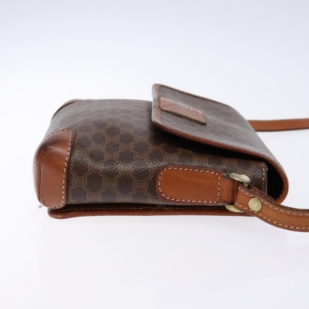 Authentic CELINE Macadam Canvas Shoulder Bag PVC Brown Gold - Picture 10 of 16